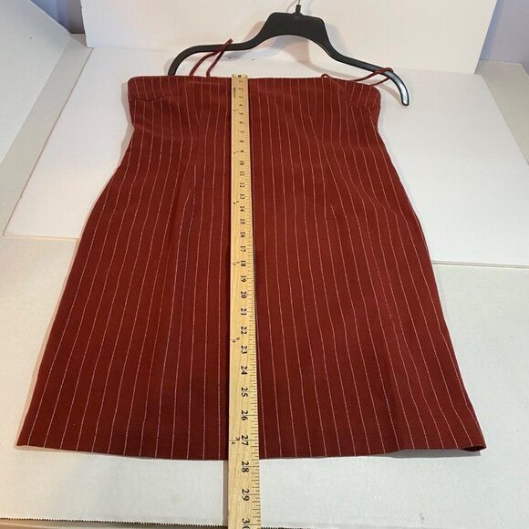 Forever 21 Maroon Pinstripe Fitted Mini Dress with Adjustable Straps Size Large - Picture 7 of 8